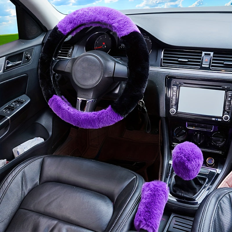 Furry Steering Wheel Cover Set: Stay Warm & Stylish This Winter