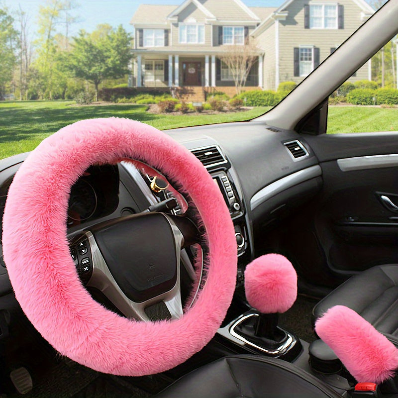 Furry Steering Wheel Cover Set: Stay Warm & Stylish This Winter