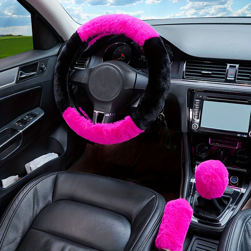 Furry Steering Wheel Cover Set: Stay Warm & Stylish This Winter
