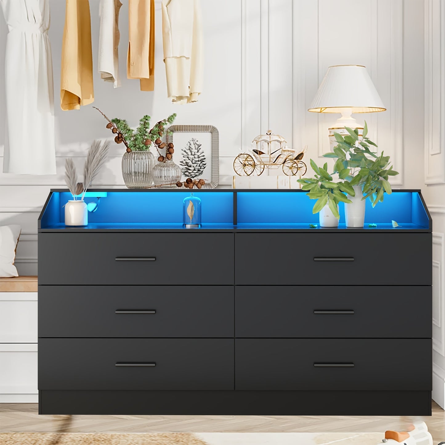Modern Dresser with Integrated Power Outlet - 9-Drawer Storage Organizer, USB/US Plug, Space-Saving Design for Bedroom, Living Room, Entryway - Easy Assembly Required, Dresser for Bedroom, Bedroom Furniture, Contemporary Styl