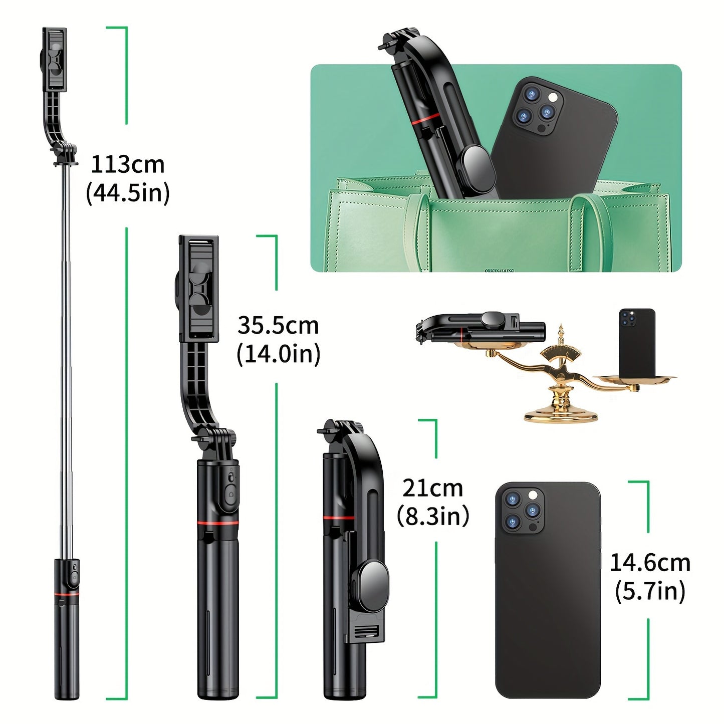 Selfie Stick Tripod, Reinforced Stable Tripod & Extendable Portable Selfie Stick With Wireless Remote And Tripod Stand For Group Selfies/Live Streaming/Video Recording Compatible With IPhone, Android Smartphone