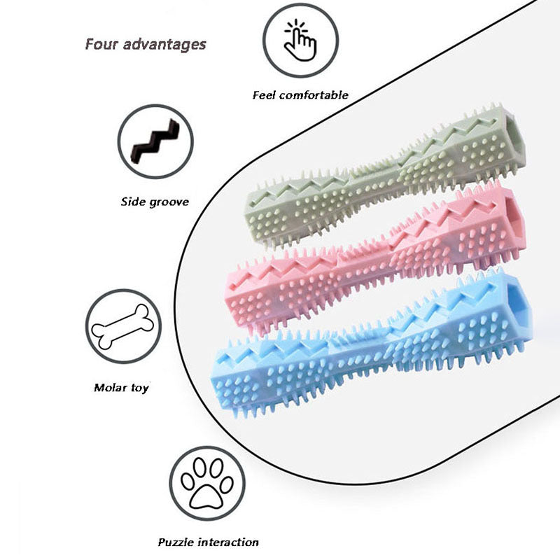 Soft Rubber Durable Dog Chew Stick - Toothbrush For Tooth Cleaning And Massage Pet Toy