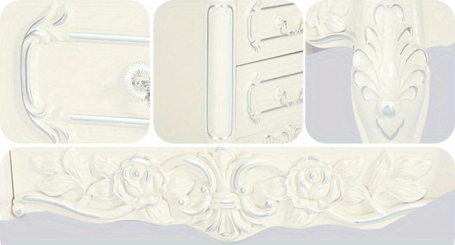 White Nightstand, End Table with 2 Drawers, Carved Bedside Tables, Side Table for Living Room, Classic Night Stand Furniture
