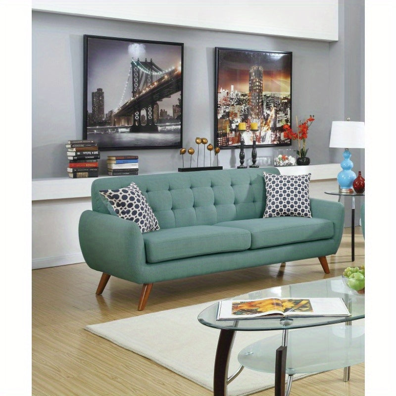 Laguna Color Polyfiber Sofa And Loveseat 2pc Sofa Set Living Room Furniture Plywood Tufted Couch Pillows