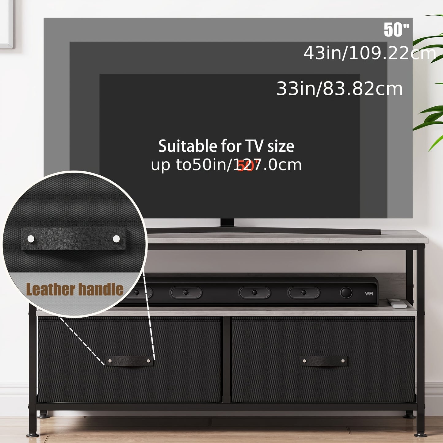 EuKer Dresser TV Stand, Entertainment Center With Storage, 50 Inch TV Stand For Bedroom Small TV Stand Dresser With Drawers And Shelves, TV & Media Console Table Furniture For Living Room, Black