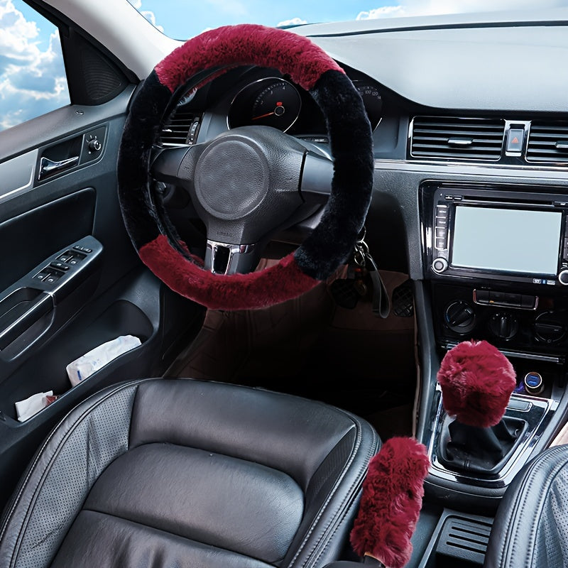 Furry Steering Wheel Cover Set: Stay Warm & Stylish This Winter