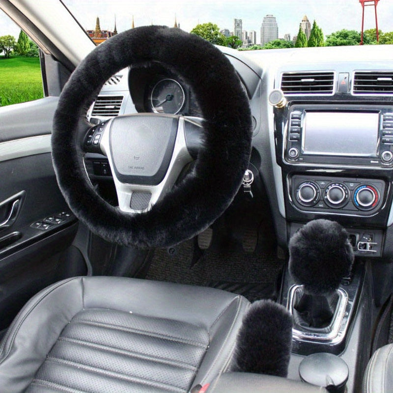 Furry Steering Wheel Cover Set: Stay Warm & Stylish This Winter