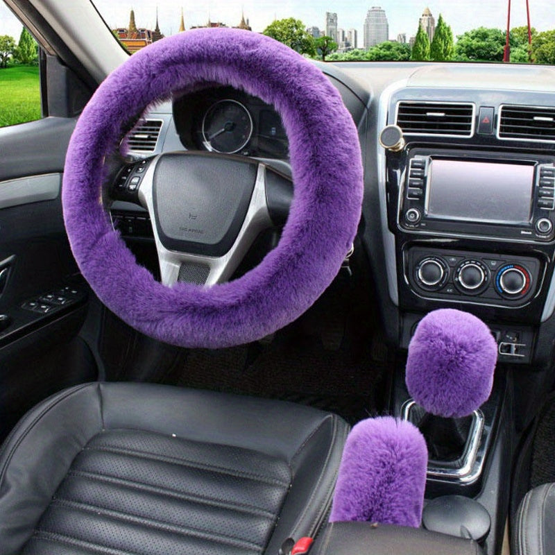Furry Steering Wheel Cover Set: Stay Warm & Stylish This Winter