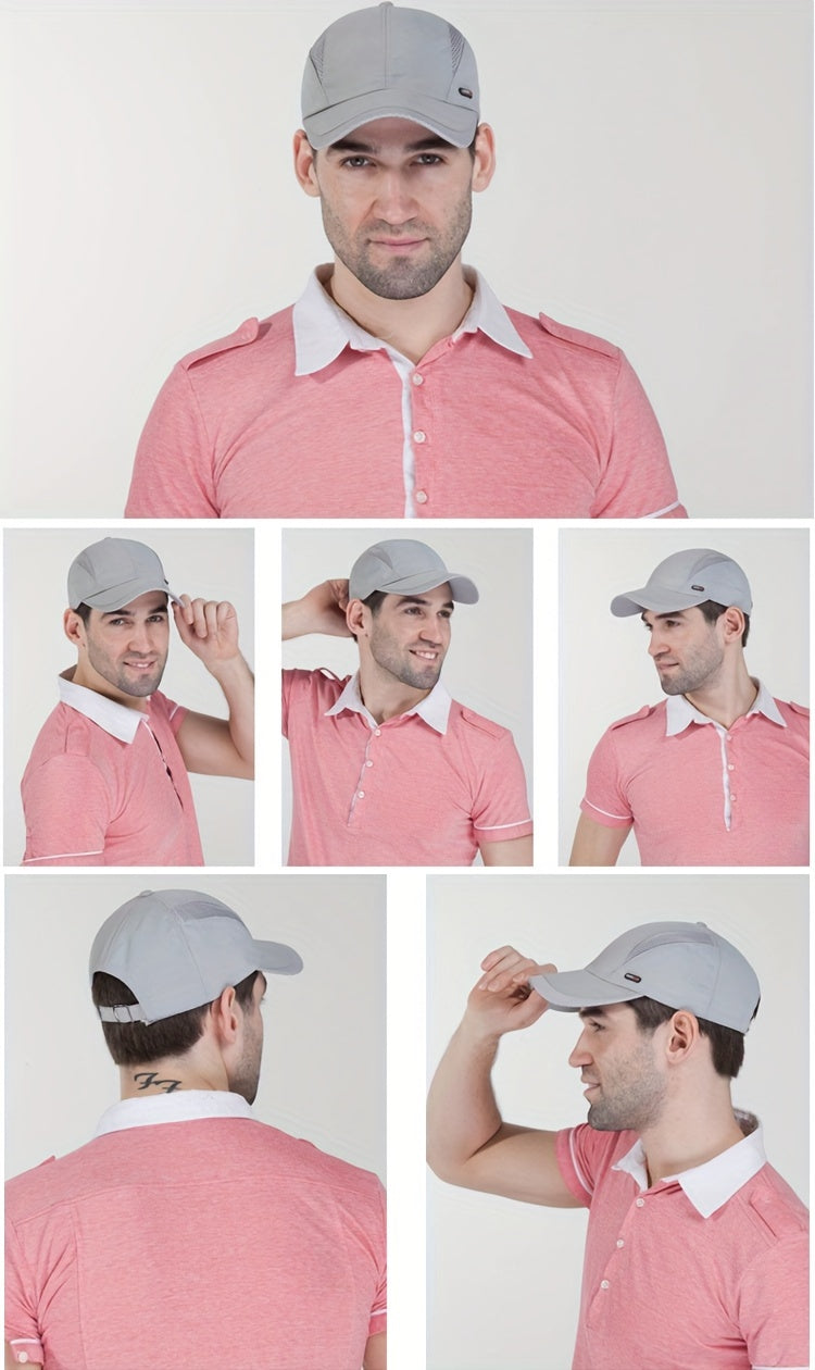 Hat Men'S Spring/Summer Mesh Baseball Cap Quick Dry Wash Large Eave Breathable Visor Outdoor Sports Cap