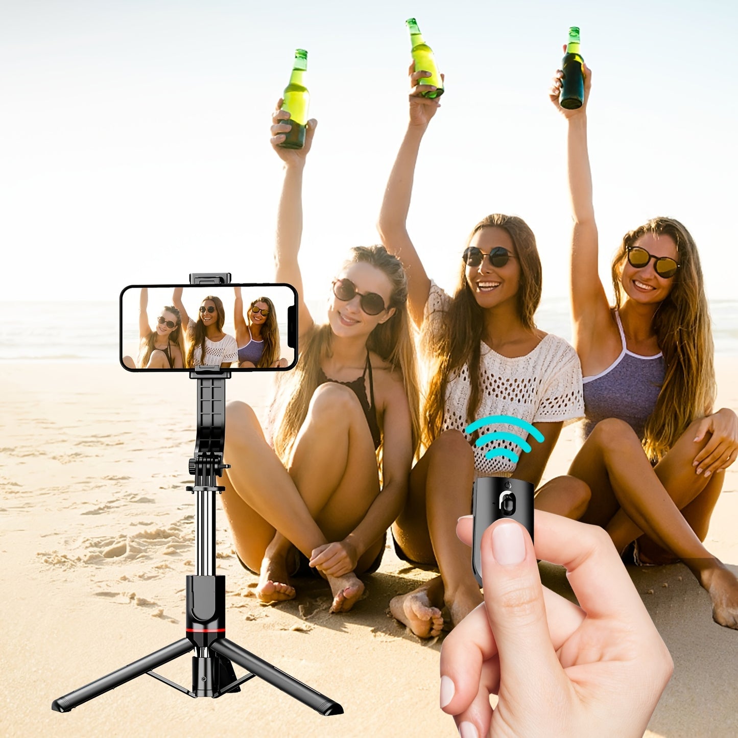 Selfie Stick Tripod, Reinforced Stable Tripod & Extendable Portable Selfie Stick With Wireless Remote And Tripod Stand For Group Selfies/Live Streaming/Video Recording Compatible With IPhone, Android Smartphone
