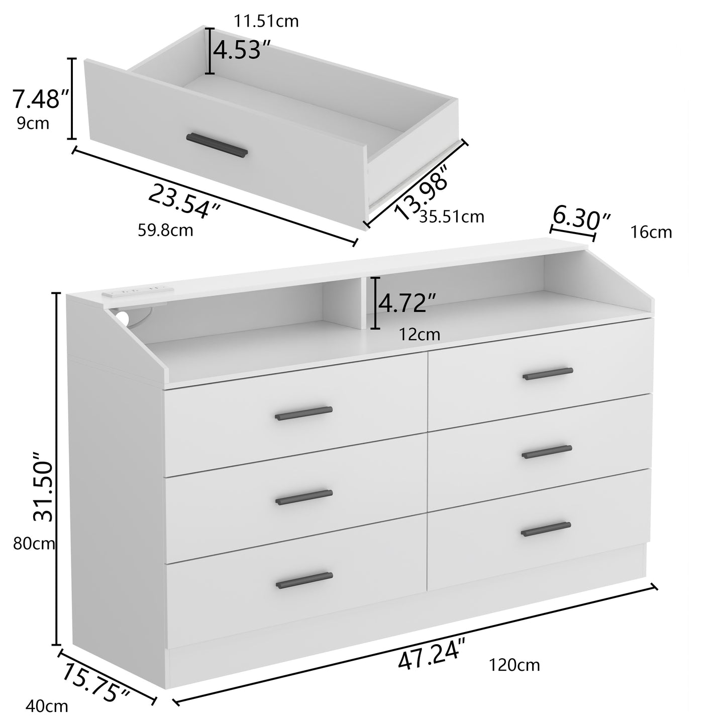 Modern Dresser with Integrated Power Outlet - 9-Drawer Storage Organizer, USB/US Plug, Space-Saving Design for Bedroom, Living Room, Entryway - Easy Assembly Required, Dresser for Bedroom, Bedroom Furniture, Contemporary Styl