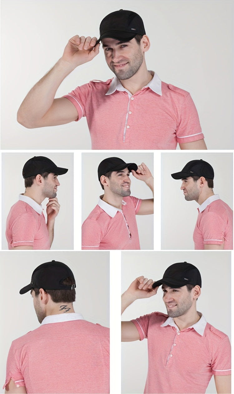 Hat Men'S Spring/Summer Mesh Baseball Cap Quick Dry Wash Large Eave Breathable Visor Outdoor Sports Cap