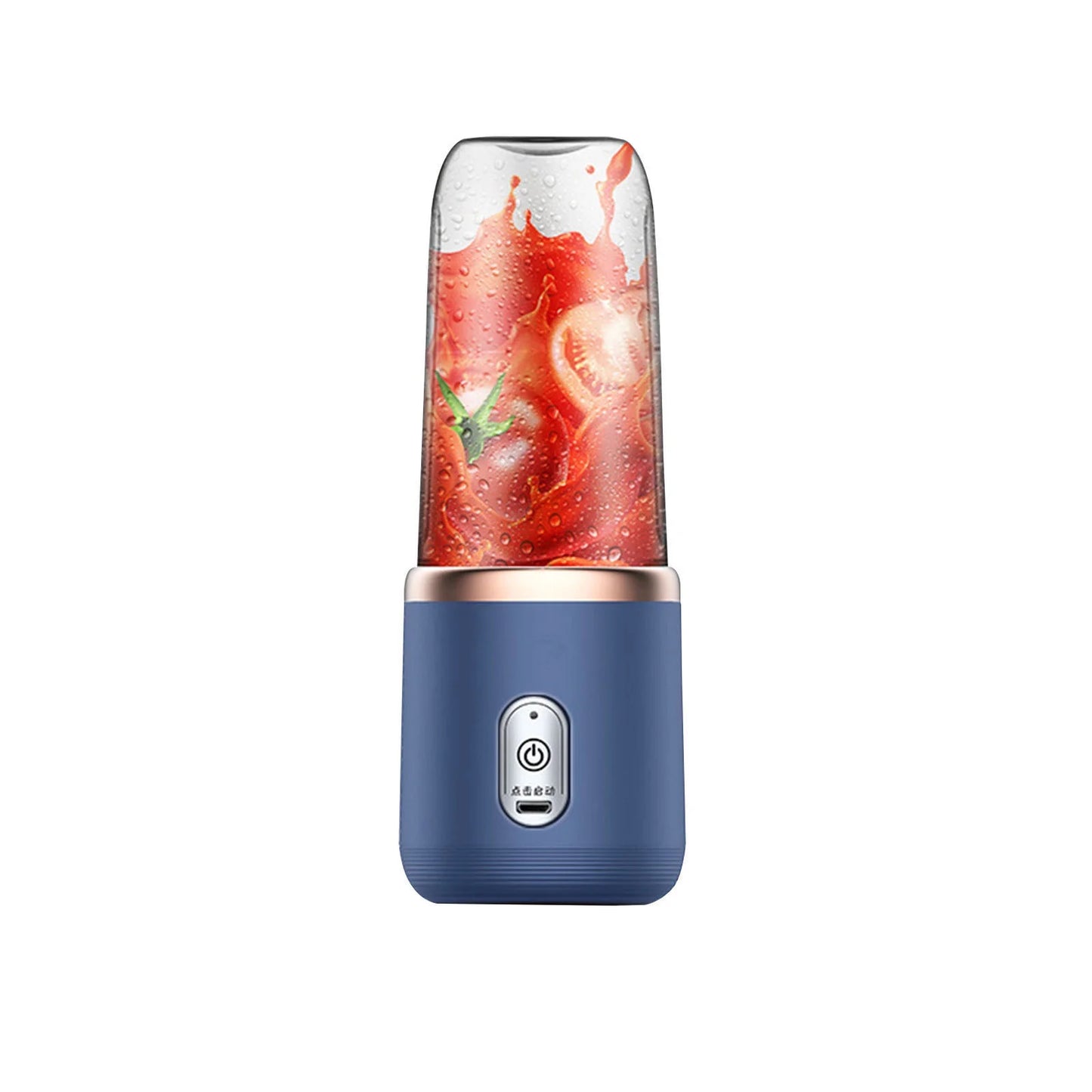 Household Blenders for Fruit and Shakes, Portable Small Electric Mini Blenders, Fruit Juicer USB Rechargeable with 6 Blades, Handheld Blenders for Travel, 7.87" × 3.54", Blue