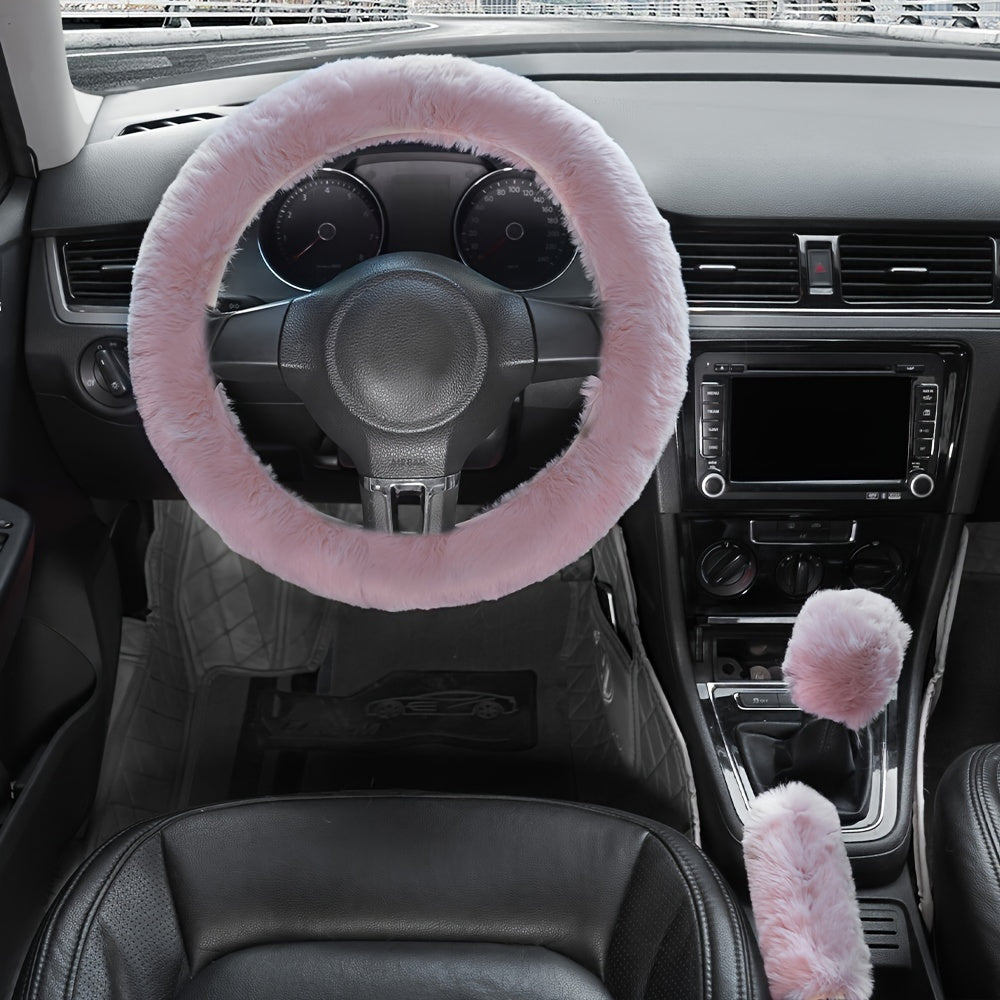 Furry Steering Wheel Cover Set: Stay Warm & Stylish This Winter