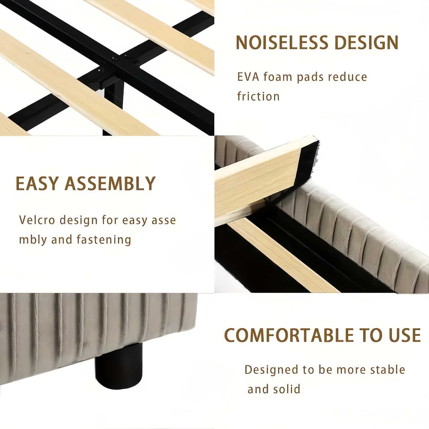 Bedroom Furniture| Elegant Beige Corduroy Upholstered Bed Frame - Soft, Low Profile Platform Bed with Vertical Tufted Headboard, No Box Spring Needed, Easy Assembly, Hardwood Fiber Board, Full Body Support, Bed Accessories