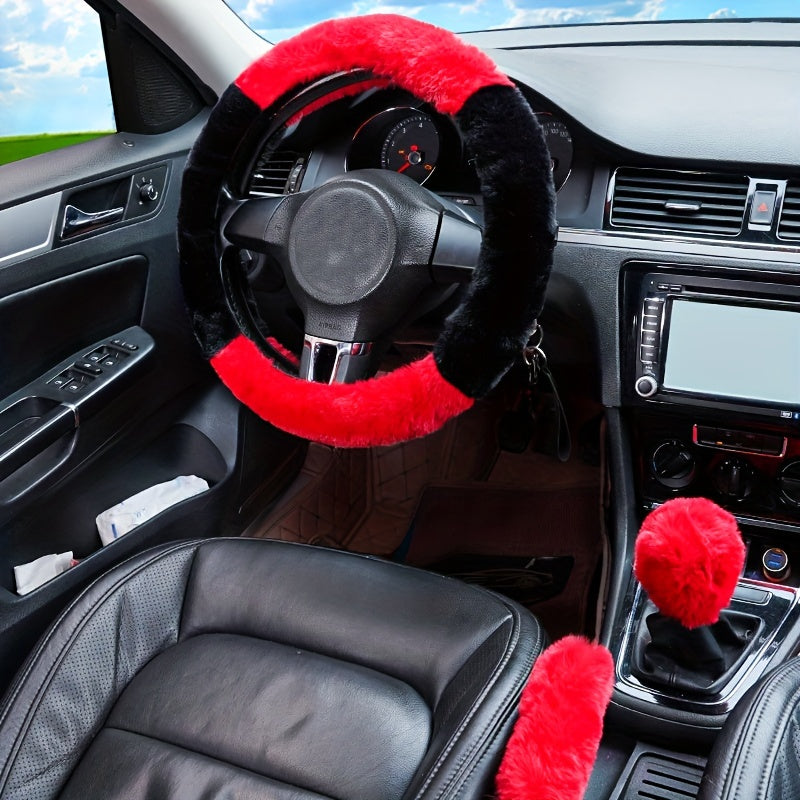 Furry Steering Wheel Cover Set: Stay Warm & Stylish This Winter