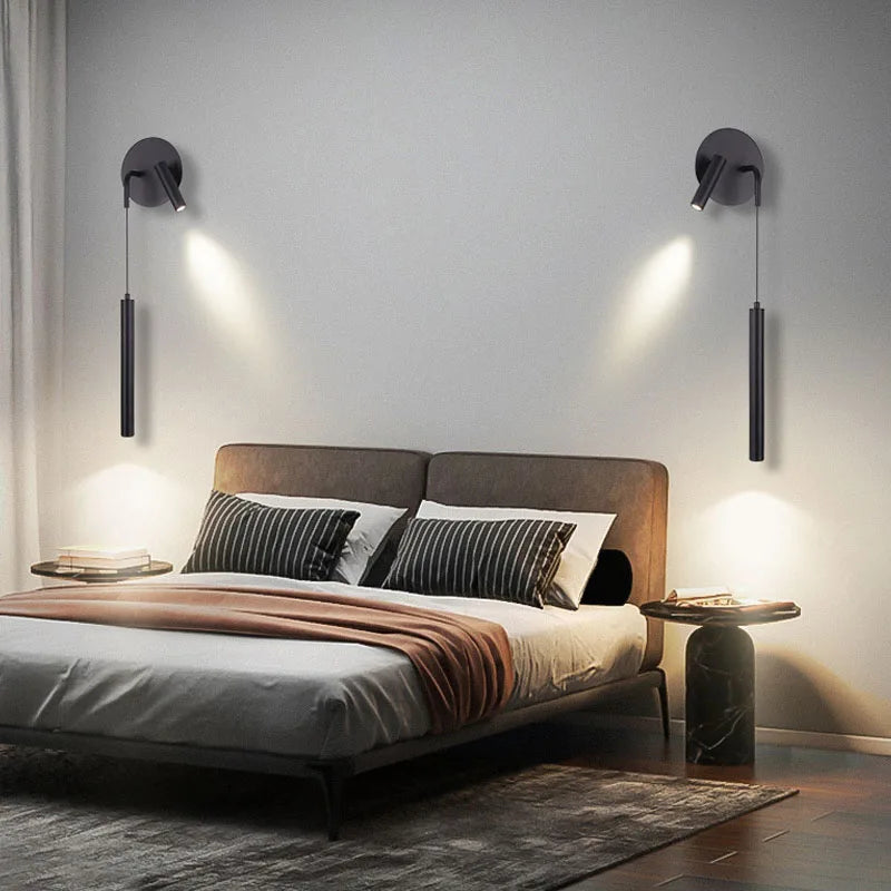LED Wall Lamp Nordic Double Head Adjustable Wall Lights Creative Bedroom Bedside Reading Lamps Indoor black Home Decor Sconces