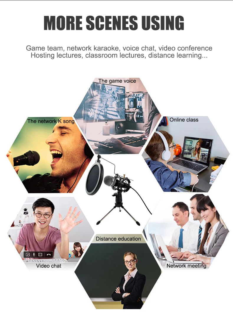 Microphone 3.5mm Wired Home Stereo Desktop Tripod MIC For PC YouTube Video Chatting Gaming Podcasting Recording Meeting