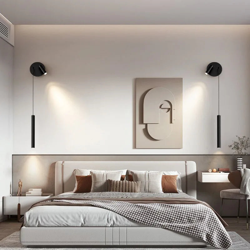LED Wall Lamp Nordic Double Head Adjustable Wall Lights Creative Bedroom Bedside Reading Lamps Indoor black Home Decor Sconces