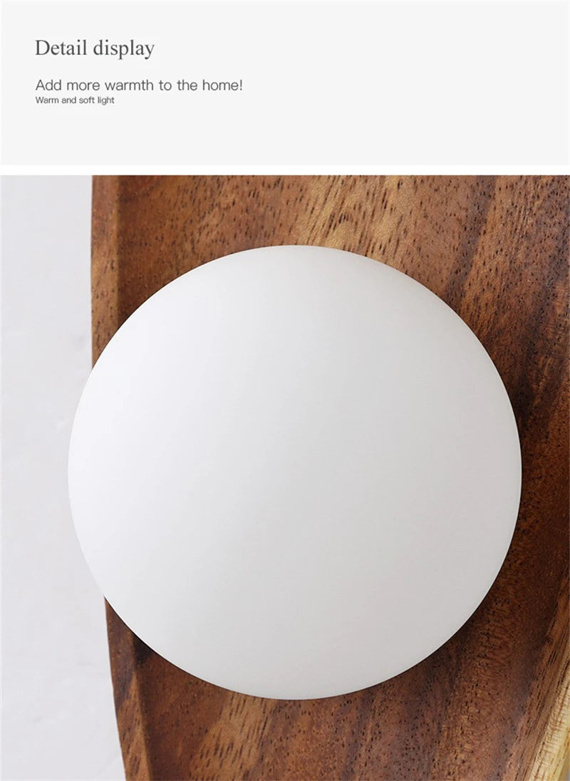 Modern Wooden Wall Lamp Glass Lampshade for Living Room Solid Wood Home Decor Bedside Wall Light Sconce Staircase Light Fixtures