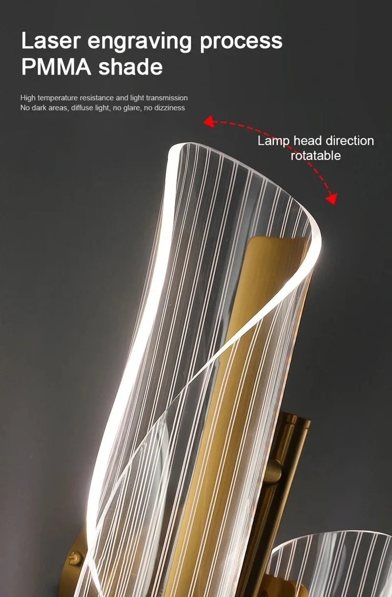 Wall Lamp Nordic Modern LED Indoor Lighting Luxurious Light for Home Bathroom Hotel Living Room Bedside Decor