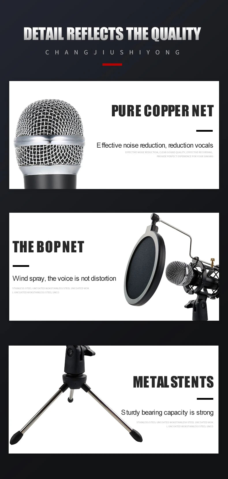 Microphone 3.5mm Wired Home Stereo Desktop Tripod MIC For PC YouTube Video Chatting Gaming Podcasting Recording Meeting