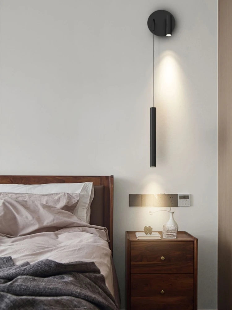 LED Wall Lamp Nordic Double Head Adjustable Wall Lights Creative Bedroom Bedside Reading Lamps Indoor black Home Decor Sconces