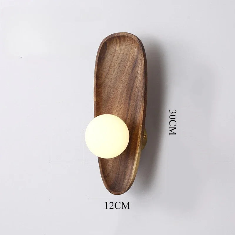Modern Wooden Wall Lamp Glass Lampshade for Living Room Solid Wood Home Decor Bedside Wall Light Sconce Staircase Light Fixtures
