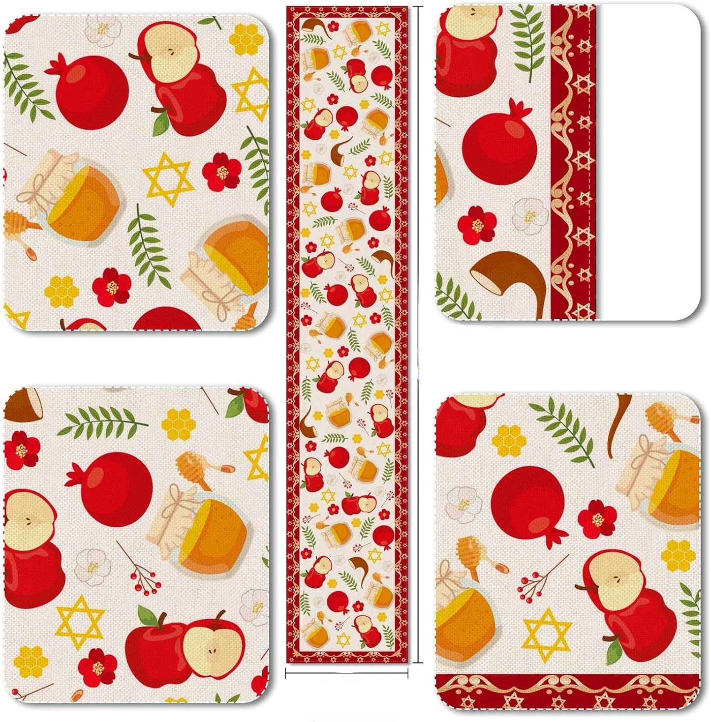 Shana Tova Jewish New Year Linen Table Runners Dresser Scarves Reusable Rosh Hashanah Table Runners Kitchen Dining Decorations