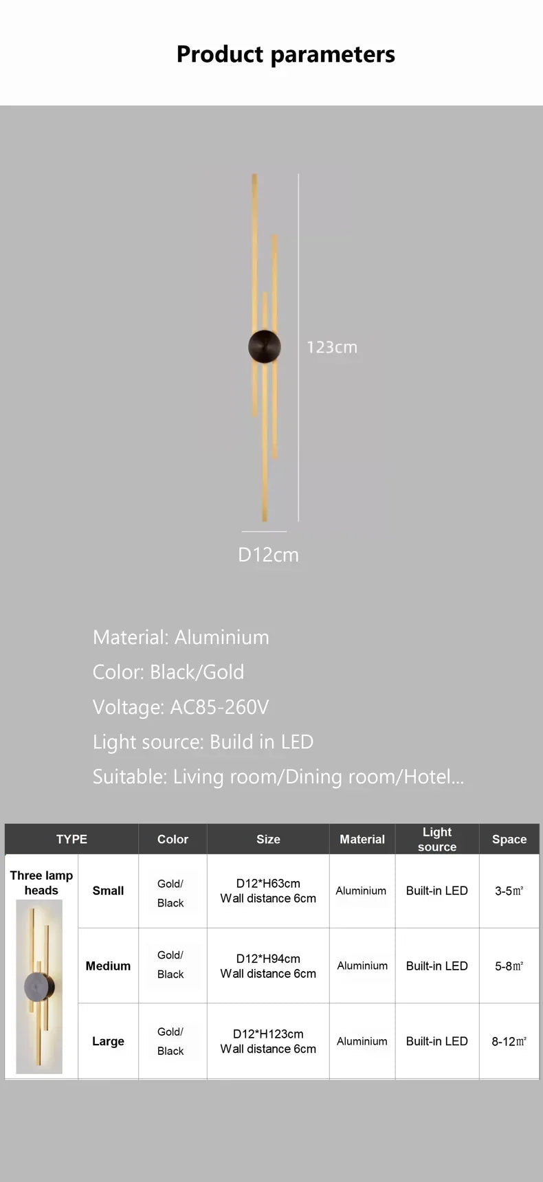 LED Modern Long Wall Lamp Living Room Dining Room Loft Wall Mounted Sconce Decoration Bedroom Bedside Light Staircase Fixture