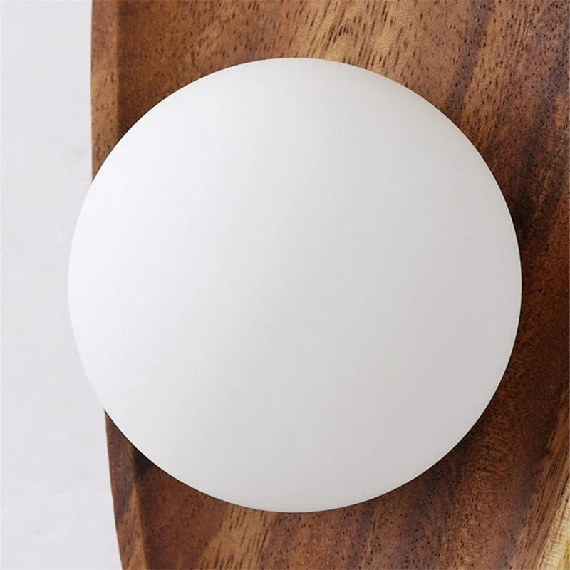 Modern Wooden Wall Lamp Glass Lampshade for Living Room Solid Wood Home Decor Bedside Wall Light Sconce Staircase Light Fixtures