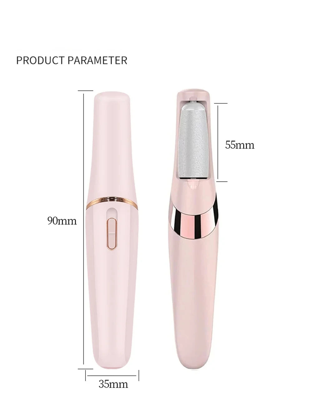 Electric Foot File Grinder Set Dead Skin Dry Callus Remover Rechargeable Roller Feet Pedicure Tool with 2 Removable Roller Heads