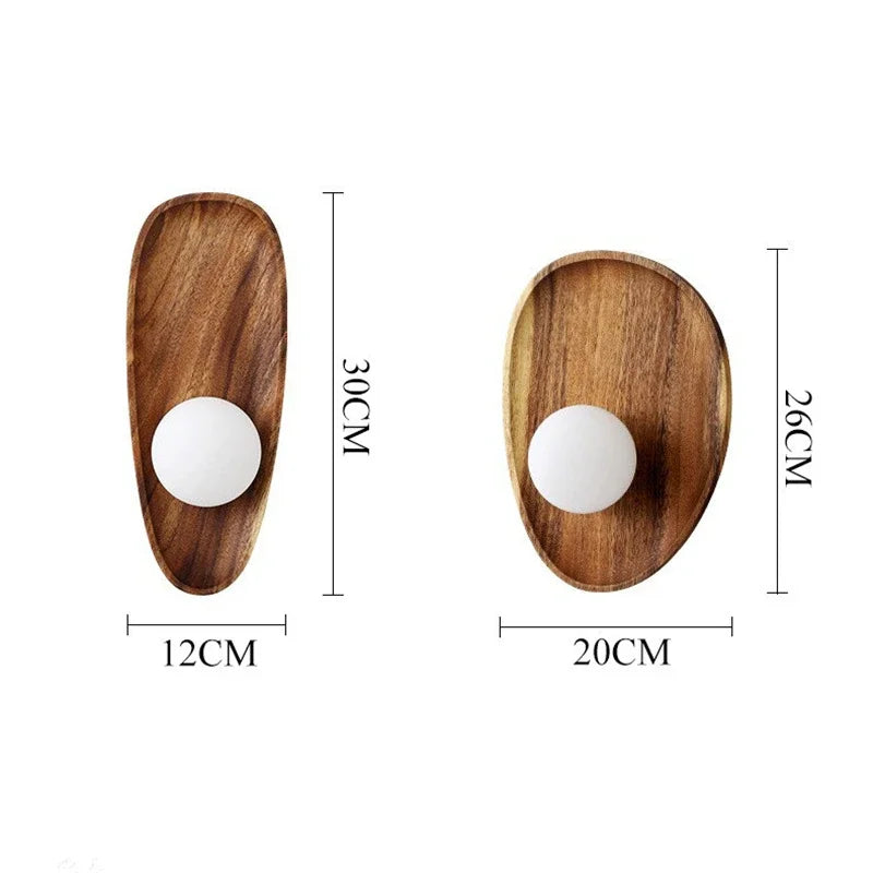 Modern Wooden Wall Lamp Glass Lampshade for Living Room Solid Wood Home Decor Bedside Wall Light Sconce Staircase Light Fixtures