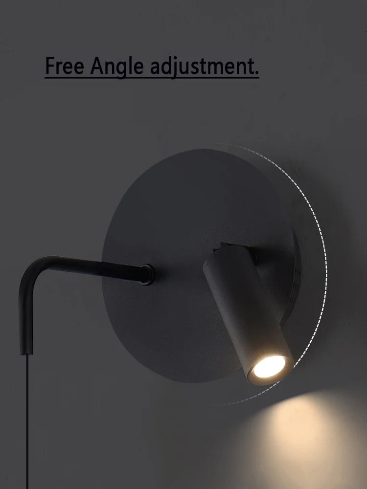 LED Wall Lamp Nordic Double Head Adjustable Wall Lights Creative Bedroom Bedside Reading Lamps Indoor black Home Decor Sconces