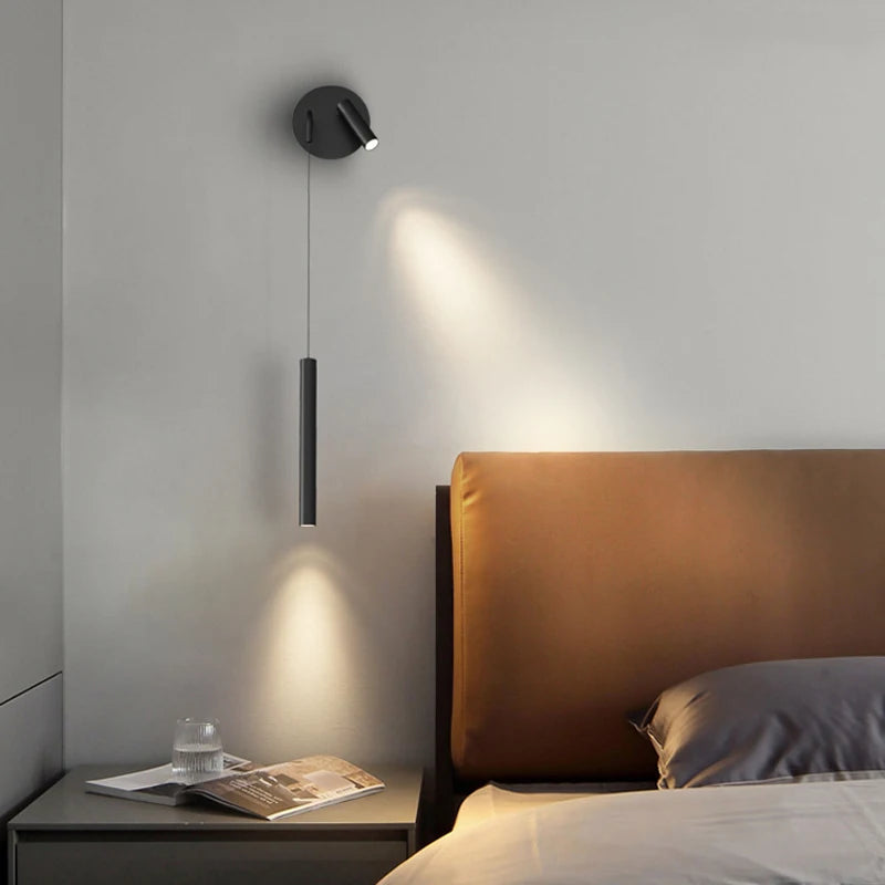 LED Wall Lamp Nordic Double Head Adjustable Wall Lights Creative Bedroom Bedside Reading Lamps Indoor black Home Decor Sconces