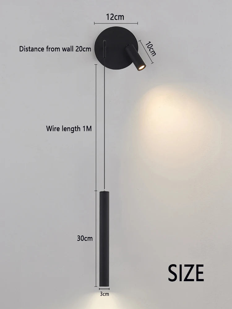 LED Wall Lamp Nordic Double Head Adjustable Wall Lights Creative Bedroom Bedside Reading Lamps Indoor black Home Decor Sconces