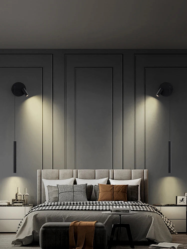 LED Wall Lamp Nordic Double Head Adjustable Wall Lights Creative Bedroom Bedside Reading Lamps Indoor black Home Decor Sconces