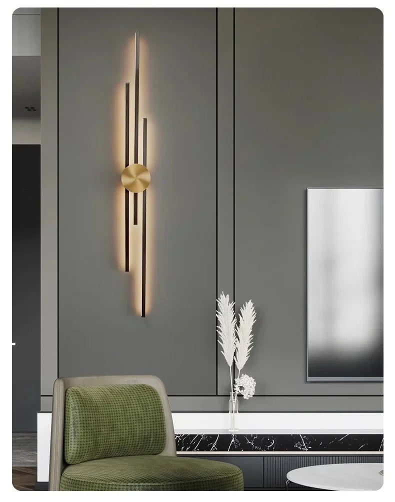 LED Modern Long Wall Lamp Living Room Dining Room Loft Wall Mounted Sconce Decoration Bedroom Bedside Light Staircase Fixture