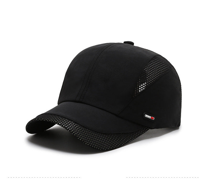 Hat Men'S Spring/Summer Mesh Baseball Cap Quick Dry Wash Large Eave Breathable Visor Outdoor Sports Cap