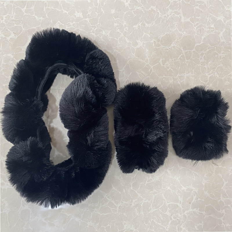Furry Steering Wheel Cover Set: Stay Warm & Stylish This Winter