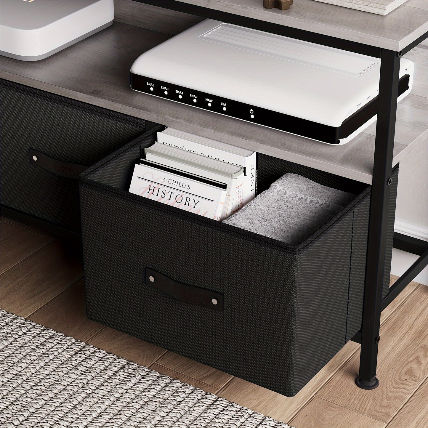 EuKer Dresser TV Stand, Entertainment Center With Storage, 50 Inch TV Stand For Bedroom Small TV Stand Dresser With Drawers And Shelves, TV & Media Console Table Furniture For Living Room, Black