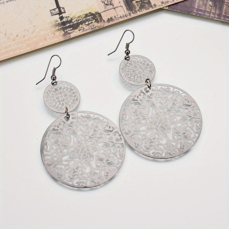 Vintage Hollow Multi-layer Waterdrop Long Earrings For Women Jewelry Gifts 1Pair