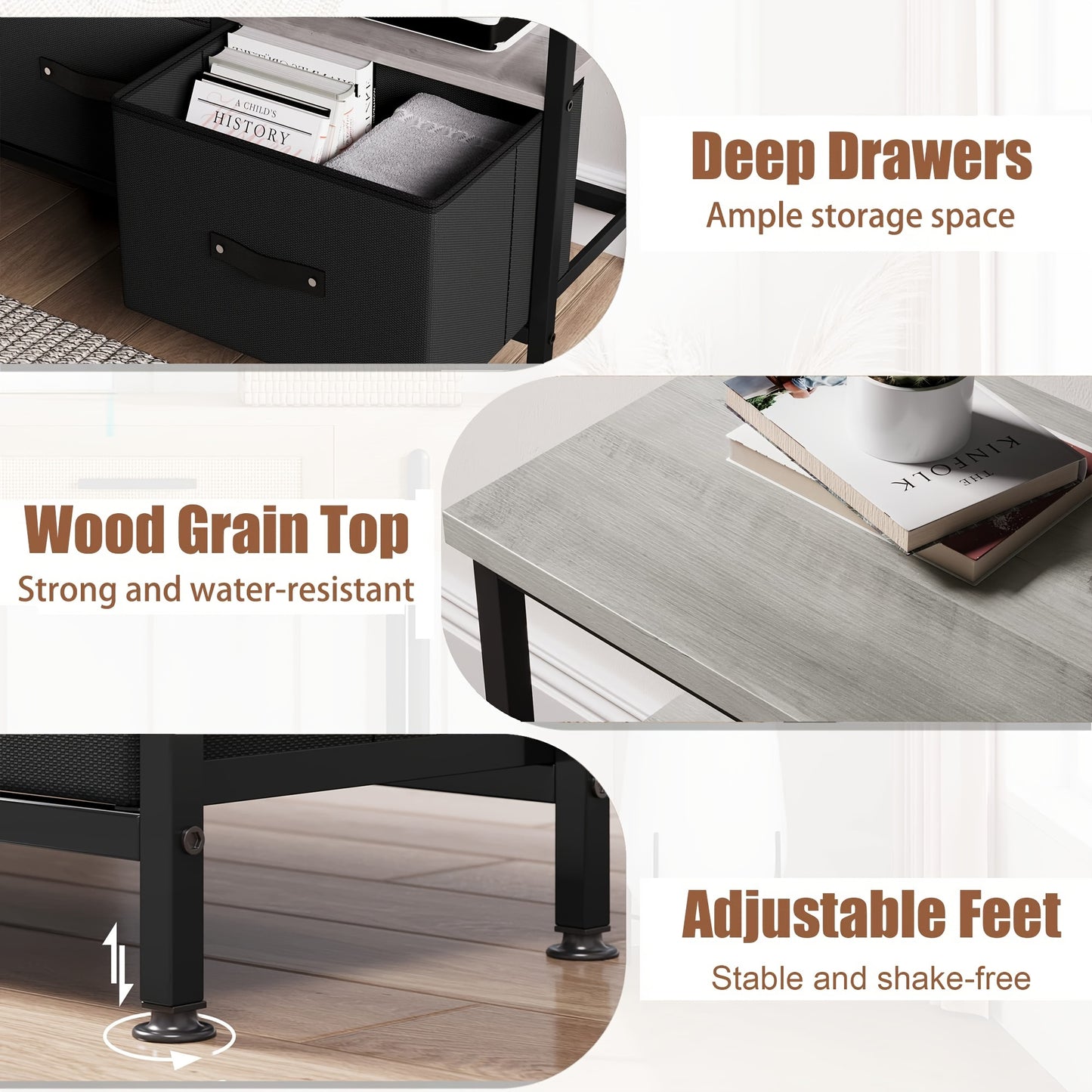 EuKer Dresser TV Stand, Entertainment Center With Storage, 50 Inch TV Stand For Bedroom Small TV Stand Dresser With Drawers And Shelves, TV & Media Console Table Furniture For Living Room, Black