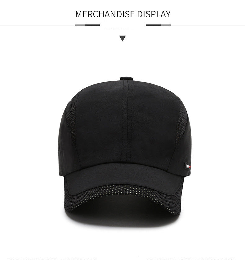 Hat Men'S Spring/Summer Mesh Baseball Cap Quick Dry Wash Large Eave Breathable Visor Outdoor Sports Cap