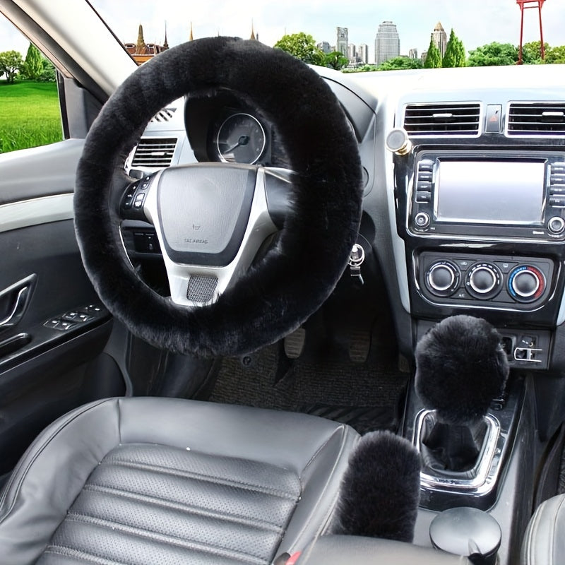 Furry Steering Wheel Cover Set: Stay Warm & Stylish This Winter