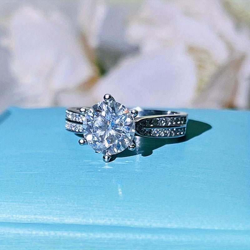 Original Tancise 925 Pure Silvery Ring with Moissanite Diamond and Certificate, Exquisite Jewelry for Women's Engagement Ring
