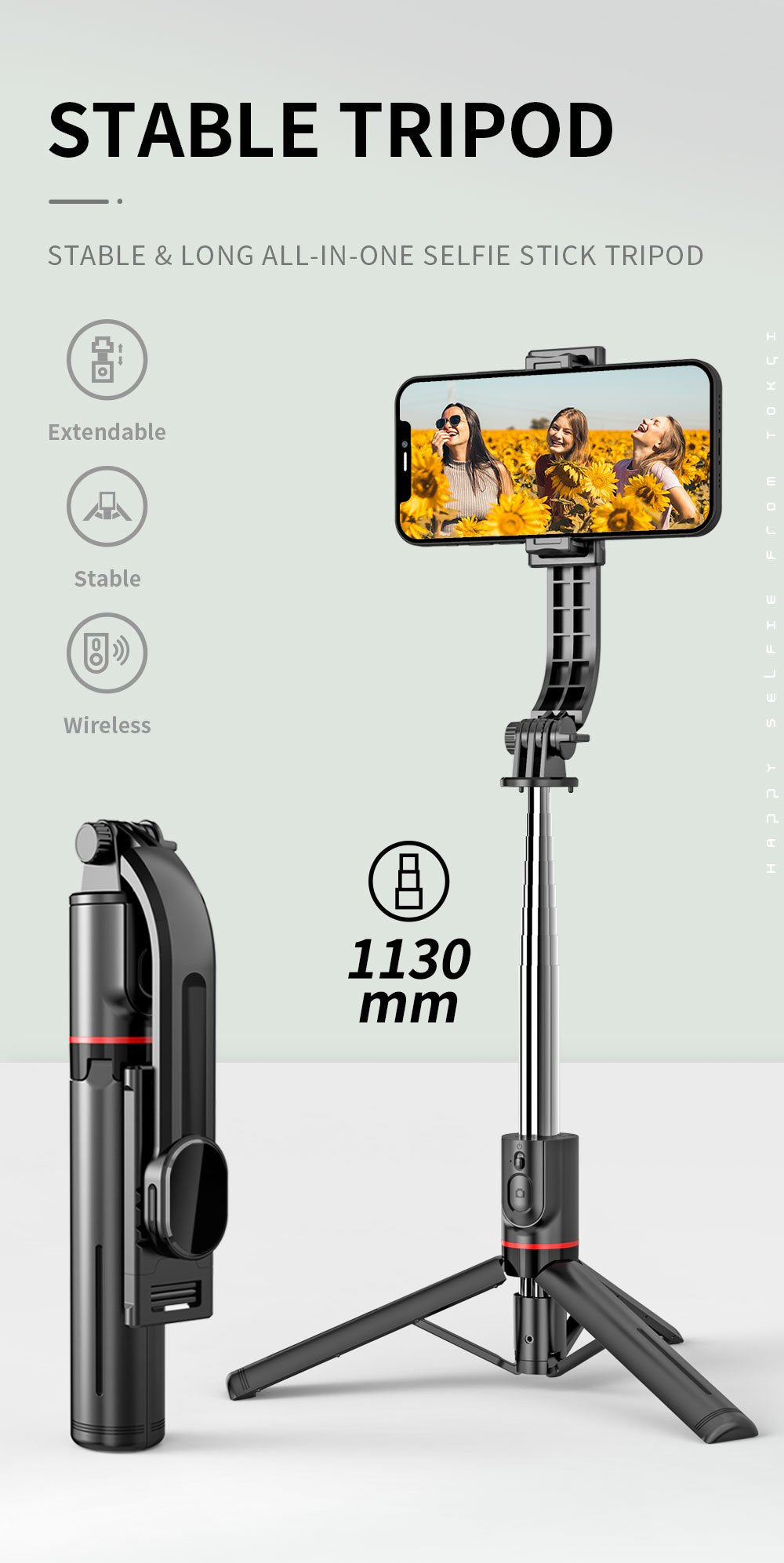 Selfie Stick Tripod, Reinforced Stable Tripod & Extendable Portable Selfie Stick With Wireless Remote And Tripod Stand For Group Selfies/Live Streaming/Video Recording Compatible With IPhone, Android Smartphone