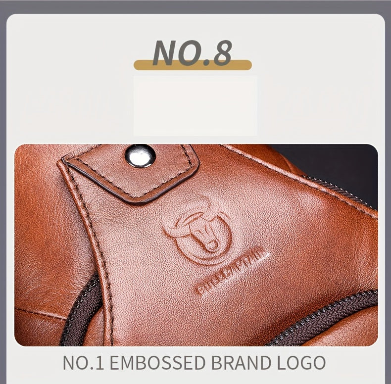 Fashion-Forward Men's Genuine Leather Bag: Adjustable, Spacious & Detailed for All Outings