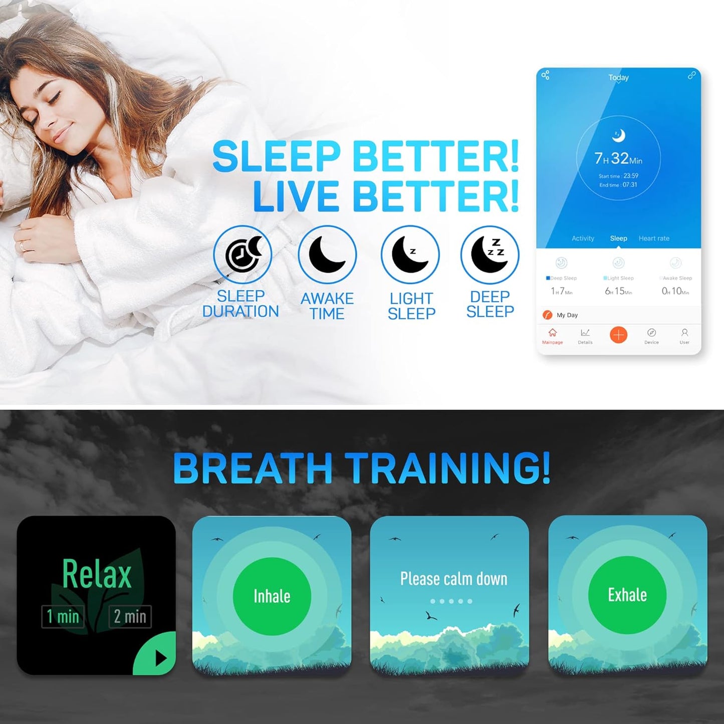 Pro-Fit Go Veryfitpro Smart Watch Activity Fitness Tracker Heart Rate Blood Oxygen Blood Pressure & Sleep Monitor Calorie Counter Pedometer Compatible with Iphone Samsung & Android (ID205U) (Blue)