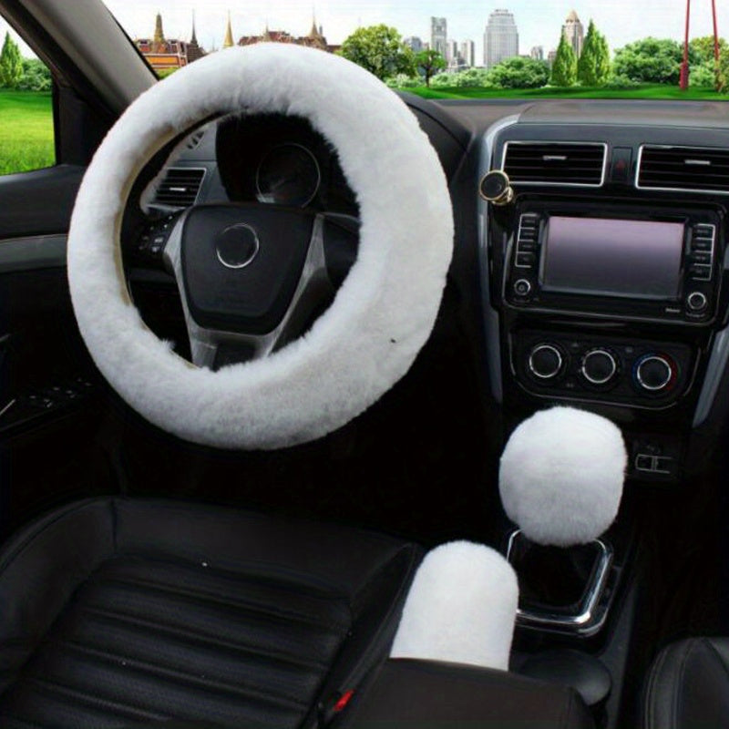 Furry Steering Wheel Cover Set: Stay Warm & Stylish This Winter